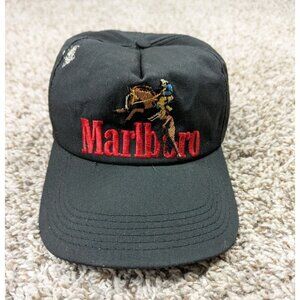 Vintage Marlboro Hat Cap Mens One Size Adjustable Cowboy Horse Black 90s
